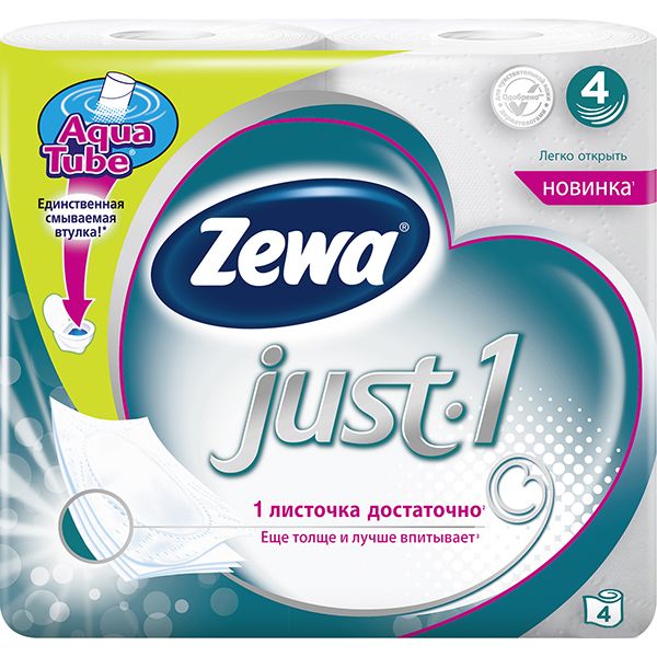 Туалетная бумага туалетная бумага Zewa Just 1 4 шари четырехслойная 4 шт.