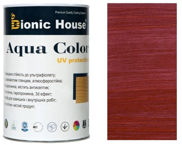 Лазурь Bionic House лессирующая универсальная Aqua Color UV protect вишня шелковистый мат 0,8 л