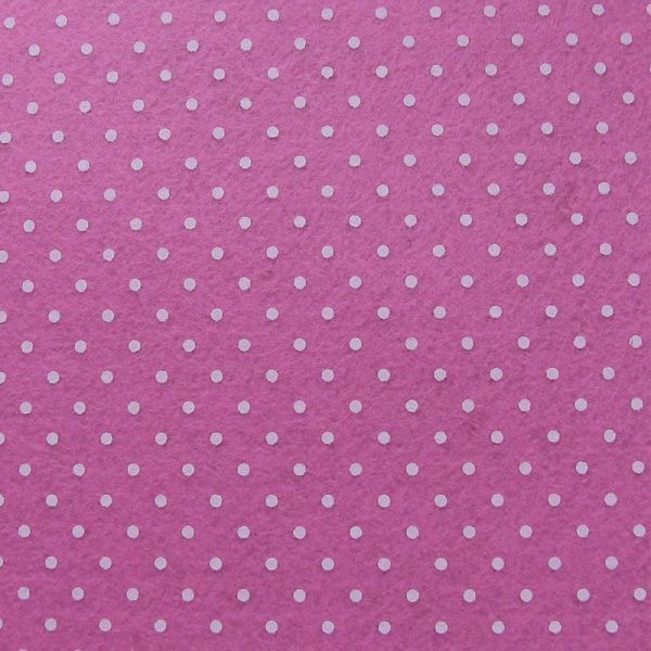 Фетр рожевий з принтом горох 1 мм, 42,5x33 см