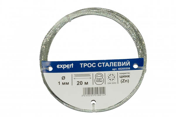 Трос оцинкований 1 мм 20 пог.м. DIN 3053