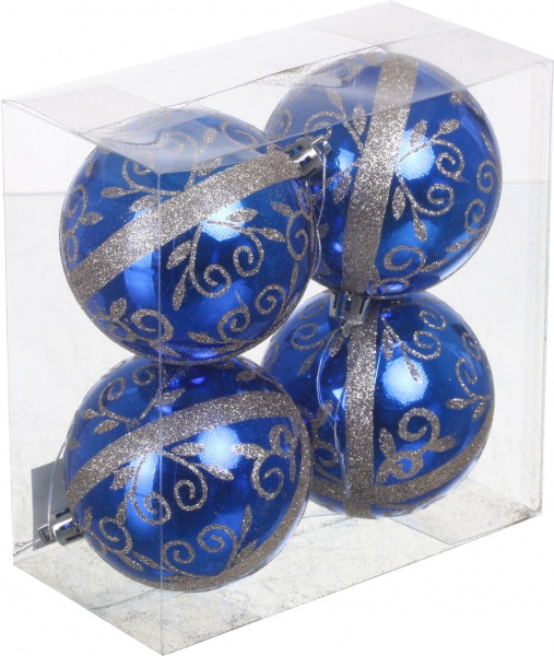 Набор елочных шаров орнамент d 80 мм 4 шт./уп.