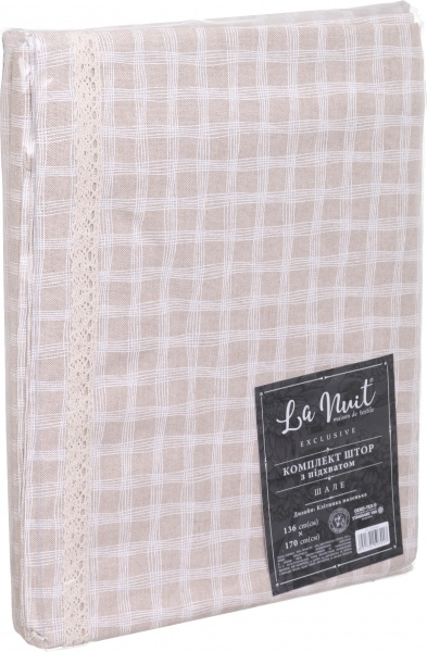 Комплект штор с подхватом Шале Клетка маленькая 136х170 см La Nuit