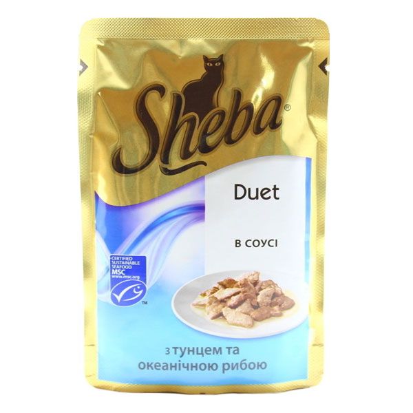 Корм Sheba Duet з тунцем і океанічної рибою в соусі 85 г