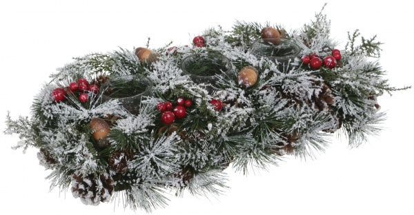 Декорация новогодняя Подсвечник на 3 свечи с декором 36 см F15X3590 