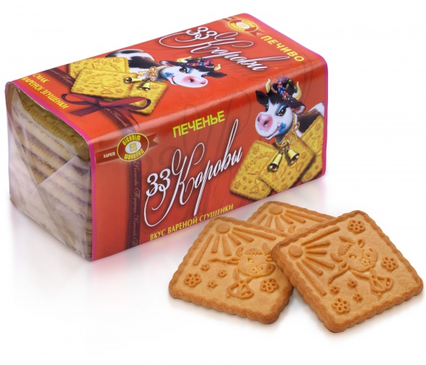 Печенье сахарное ХБФ 33 коровы вкус вареной сгущенки 180 г 