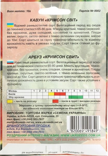 Насіння Семена Украины Кавун 