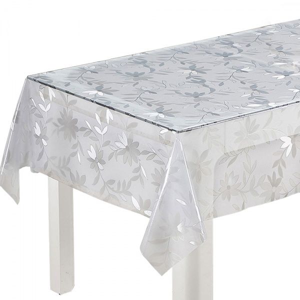 Скатерть 3Д ТС321-001 Листья 137x100 см белый Даріана 