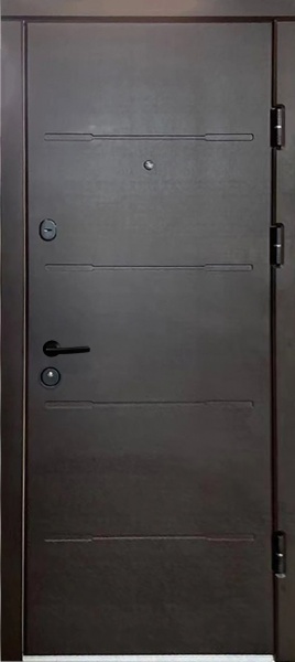 Двері вхідні Міністерство дверей КС 256+ венге горизонт темний / дуб пломбір 2050х860 мм праві