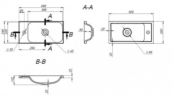 Тумба підвісна ЮВЕНТА Susie - 50 Дуб Вотан з умивальником 