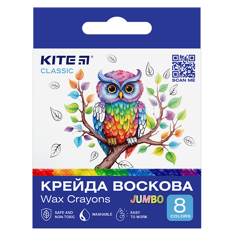 Мел восковый Jumbo 8 цветов Classic K-076 KITE