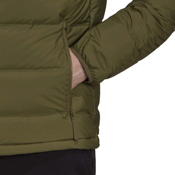Пуховик Adidas Helionic Ho Jkt GU3954 р.S оливковый