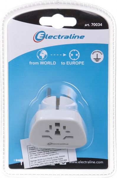 Переходник Electraline без заземления белый 70034 