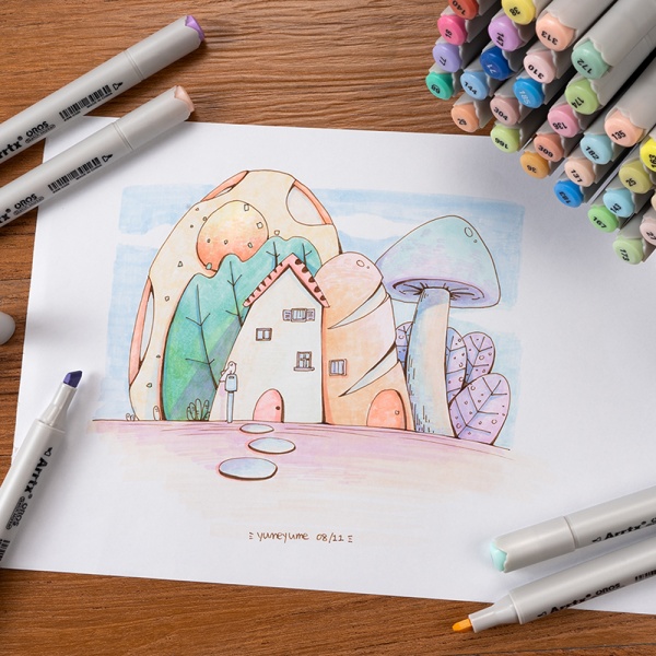 Набір спиртових маркерів Arrtx Oros ASM-03-PT01, 40 кольорів, пастельні відтінки LC302628 