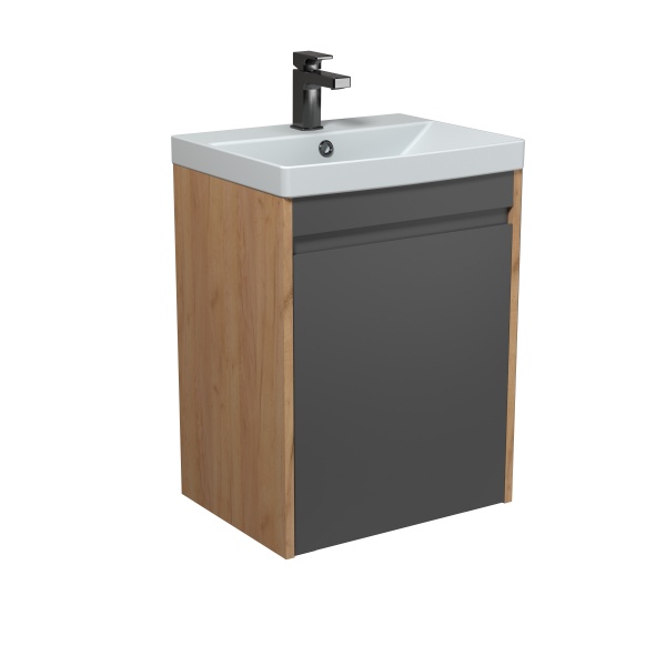 Тумба Мойдодыр Olive 50-U с умывальником Sempre 50 подвесная/напольная