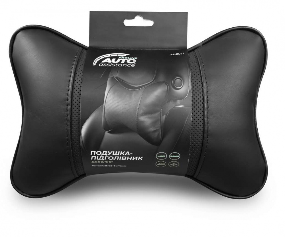 Подушка-подголовник Auto Assistance Proline 28х20х8 см черная AP-BL05