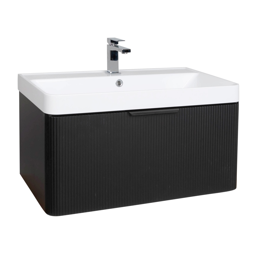 Тумба подвесная Aqua Rodos Frost Black с умывальником Deep 75 см (АР000127940)