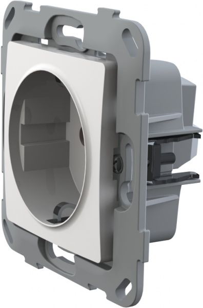 Розетка із заземленням Plank Electrotechnic Classic/Nordic зі шторками білий PLK0521031