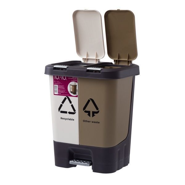 Відро MVM BIN-5 бежевий/коричневий 20 л бежевий із коричневим BIN-05(10+10L) Beige/Brown