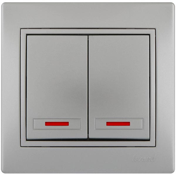 Выключатель двухклавишный Lezard Mira с подсветкой 10 А 250В IP20 серый 701-1010-112