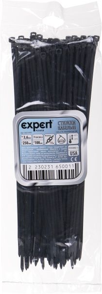 Стяжка кабельная Expert Power 3.6х250 мм 100 шт. черный 