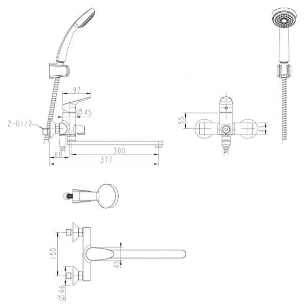 Змішувач для ванни Bravat Drop F 64898C-LB