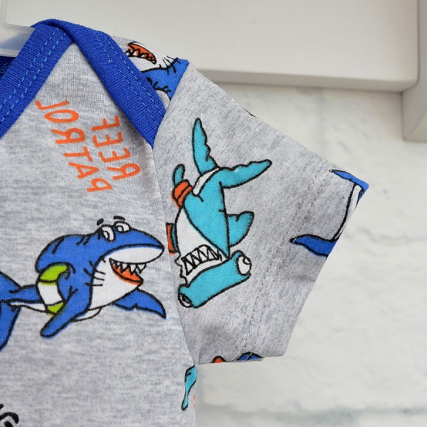 Боди детское для мальчика Blanka Акулята р.80 серый 110296 