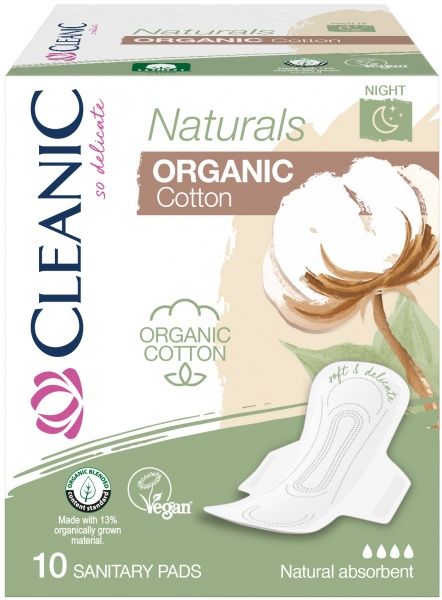 Прокладки гигиенические Cleanic Naturals Organic Cotton Night normal 10 шт.