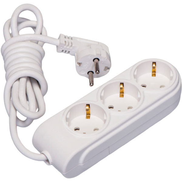 Удлинитель Makel с защитными шторками с заземлением 3 гн. белый 3 м N3210043 