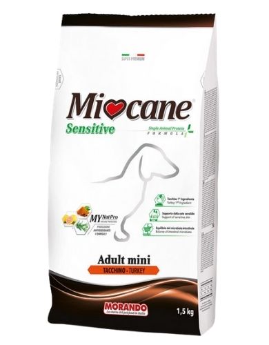Корм сухой Morando MioCane Mini Sensitive (монопротеиновый) для собак мелких пород индейка 1,5 кг
