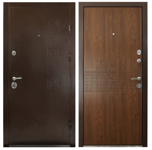 Дверь входная Министерство дверей КУ-Орнамент дуб темный 2050х860 мм правая