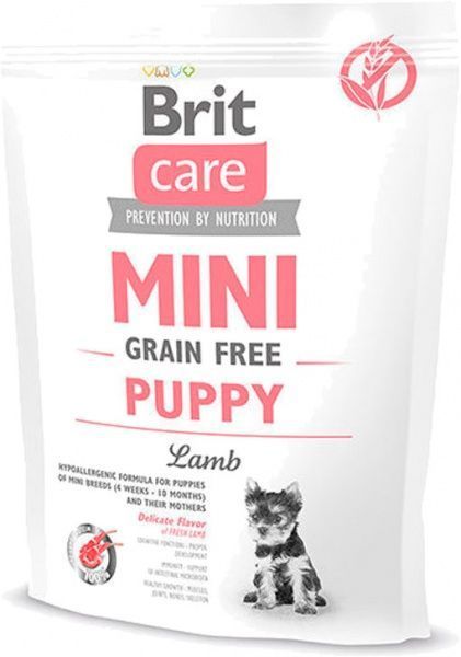 Корм Brit Care Mini Grain Free Puppy для цуценят лактуючих собак з ягнятиною, 400г, 170774