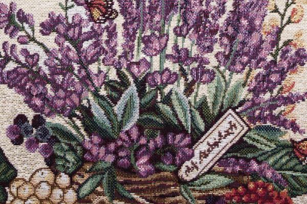 Подушка Лавандовое поле Корзина лаванды в рамке 45x45 см разноцветный Прованс 