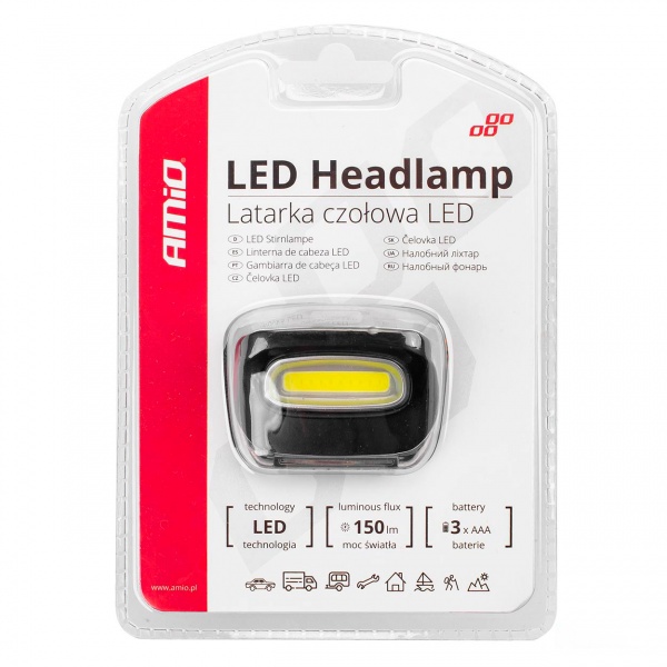 Фонарик на голову AMiO LH01 черный