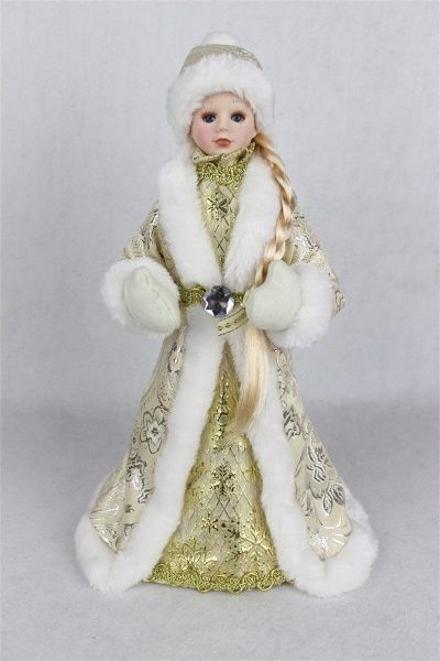 Декоративная фигура Снегурочка в золотой шубе 33 см 