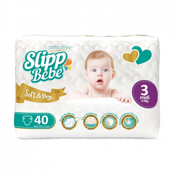 Подгузники Slipp Bebe Soft and Dry 3 (4-9 кг) 40 шт.