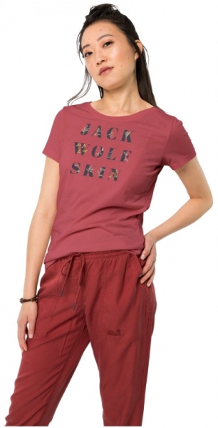 Футболка Jack Wolfskin FLOWER LETTER T W 1806921-3038 р.M бордовий