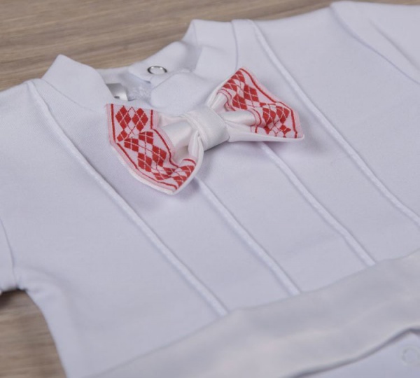 Человечек для мальчика Betis Бабочка-2 з беретом р.56 белый с красным 27075594 