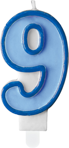 Свічка для торта Partydeco цифра 9 блакитна 7 см (SCU1-9-001)