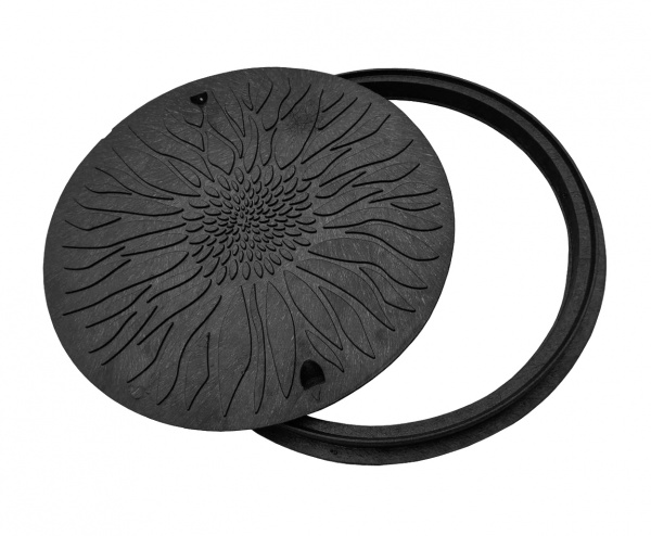 Люк канализационный POLYMERGRAD 670 мм садовый с замком черный