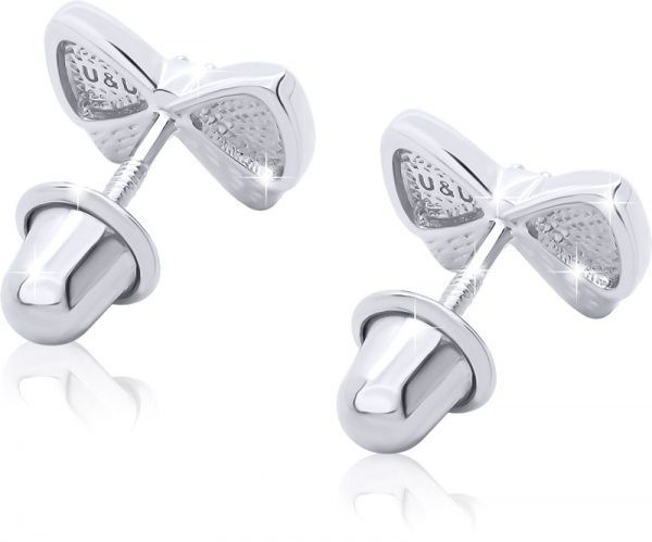 Серьги-пусеты UMa&UMi Бантик желтый