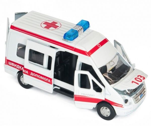 Іграшка Технопарк Автомодель - Ford Transit Реанімація зі звуковими і світловими ефектами 92798 1:43