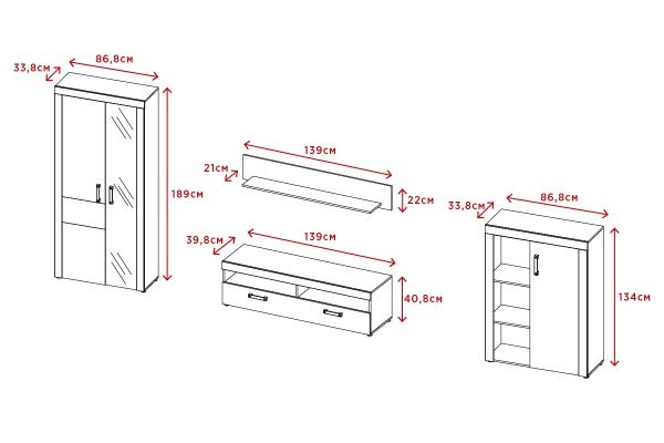 Стінка Tailor Indy Accord олд стайл світлий/матера 