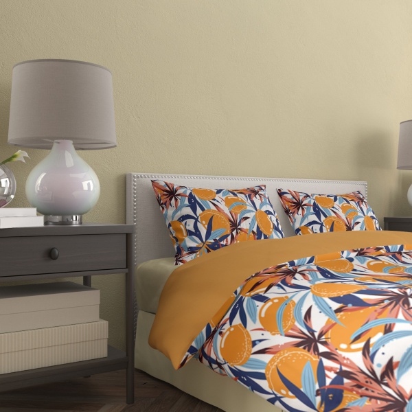 Комплект постільної білизни Манго євро жовто-блакитний Rigel 