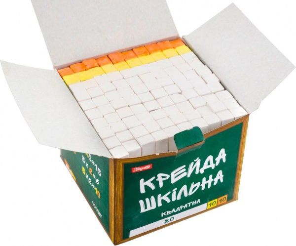 Мел школьный белый + цветной 12x12 мм 100 шт. 1 вересня