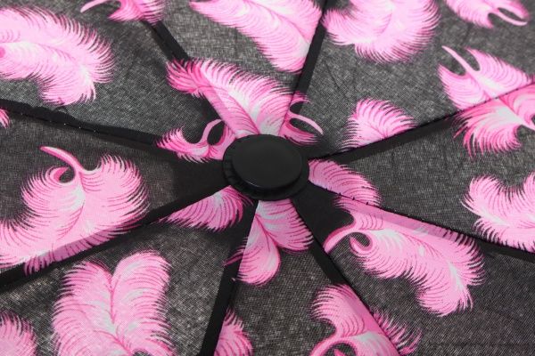 Зонт Перья, складной, полуавтомат розовый 