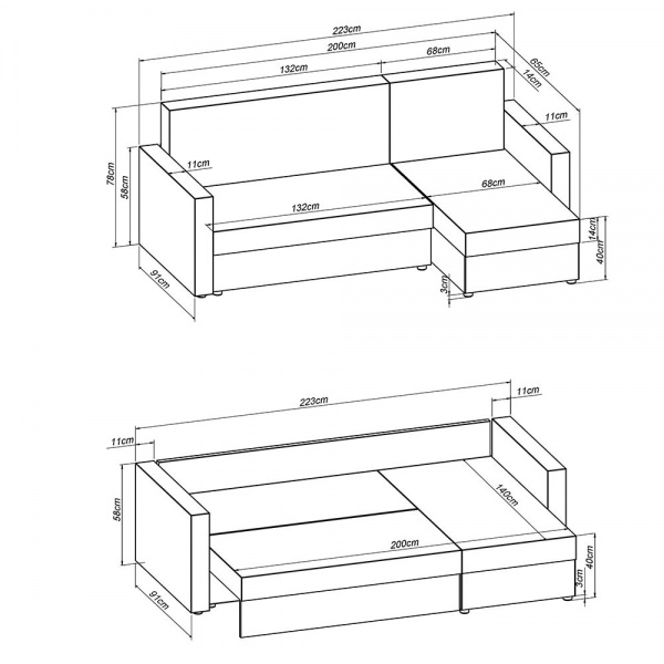 Диван кутовий VECTOR ER-1 UD світло-сірий 2240x1440x760 мм