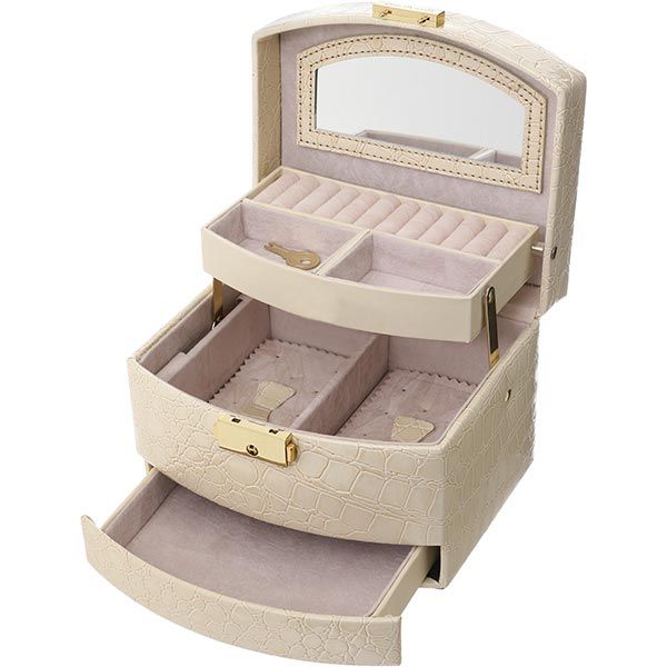 Сундук для украшений Кремовый 16x13.5x12 см