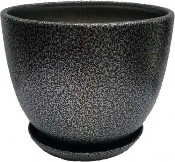 Горщик керамічний з піддоном Антік круглий 2 л античне срібло 