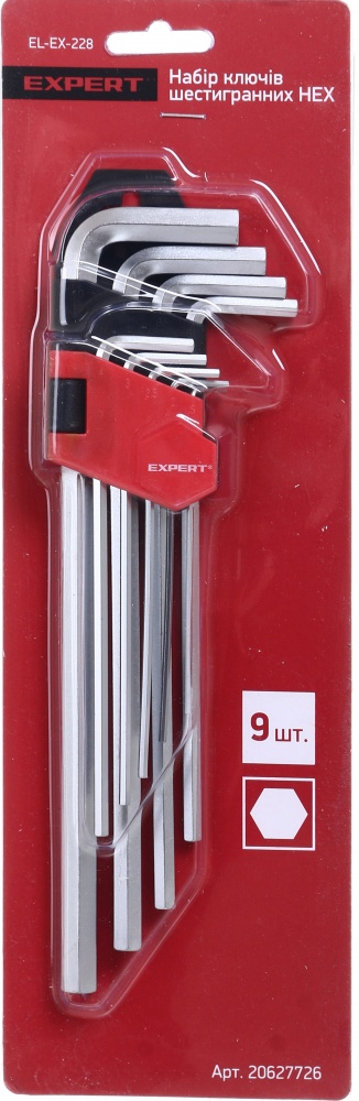 Набор ключей Expert имбусовых 228 мм HEX 1.5-10 мм 9 шт. EL-EX-228