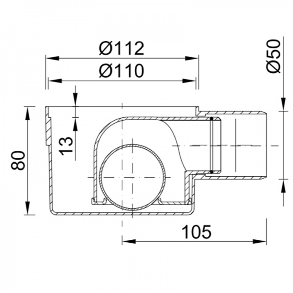 Душевой трап Styron STY-651-3 с горизонтальным выпуском DN 50